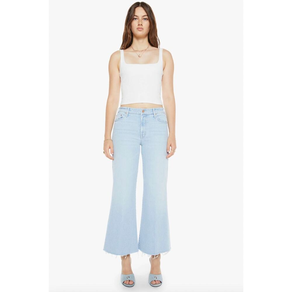 Mother The Twister Ankle Fray Wide Leg Jeans Cowabunga Wash Light Blue Size 29